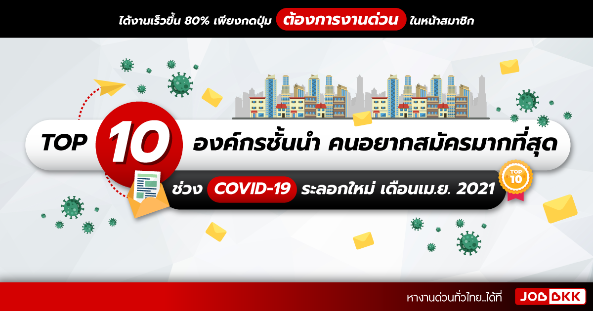 หางาน,สมัครงาน,งาน,TOP 10 องค์กรชั้นนำ คนอยากสมัครมากที่สุด ช่วง COVID-19 ระลอกใหม่ เดือนเม.ย. 2021